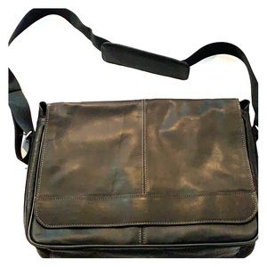 Black genuine leather Laptop Bag